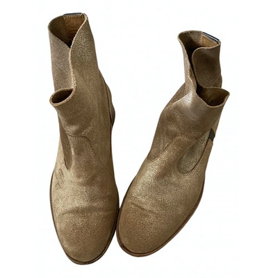 Pre-owned Ndc Leather Ankle Boots In Gold
