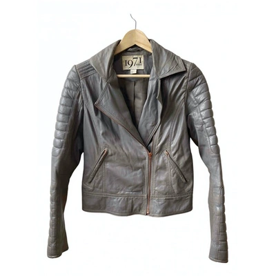 Pre-owned Reiss Leather Jacket In Grey