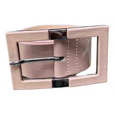 Pre-owned Reiss Patent Leather Belt In Ecru
