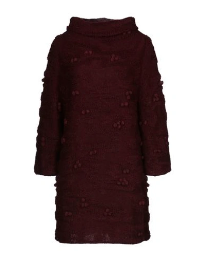 Raoul Short Dresses In Maroon