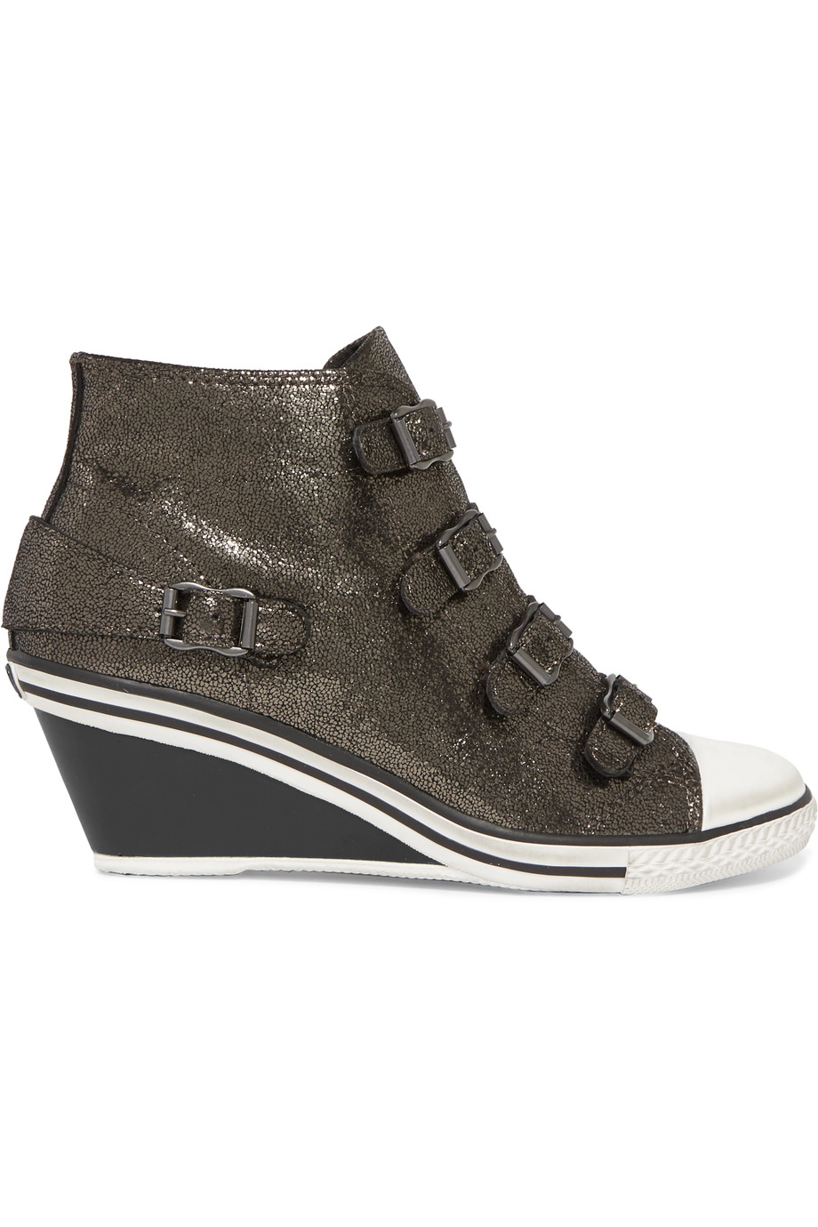 Ash Metallic Cracked-leather Wedge Sneakers | ModeSens