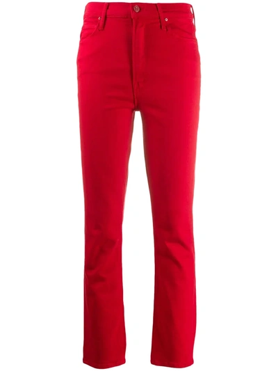 Mother The Dazzler Cropped High-rise Slim-leg Jeans In Fruit Punch