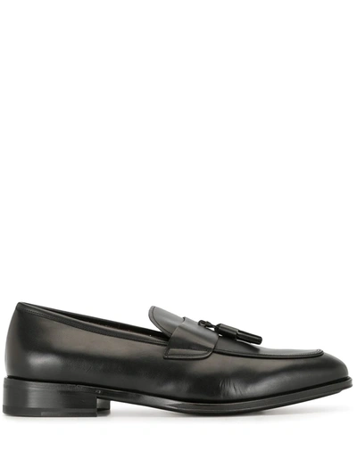 Ferragamo Block Heel Tassel Loafers In Black