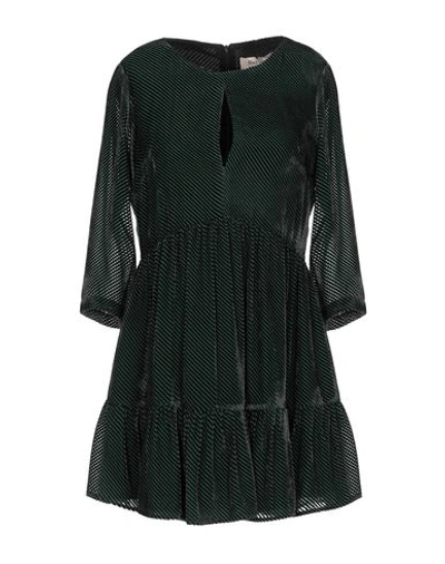 Black Coral Short Dresses In Green