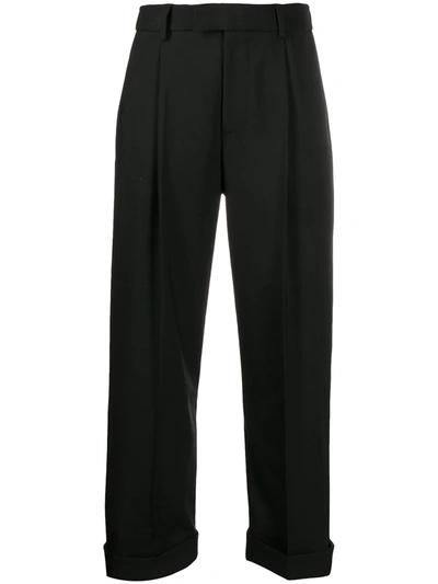 Tom Ford Turn-up Tailored Trousers In Black