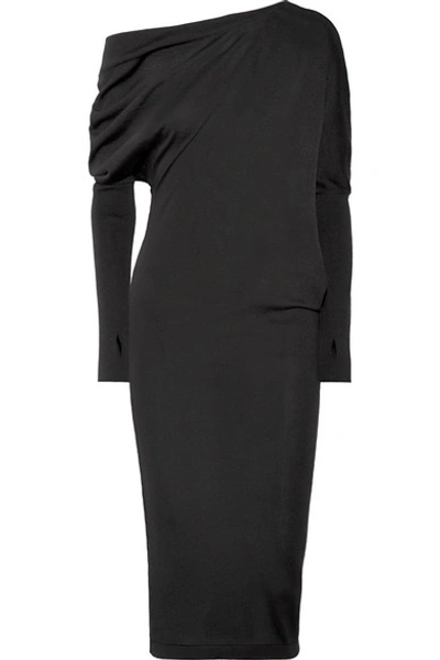 Tom Ford One-shoulder Cashmere And Silk-blend Dress In Black