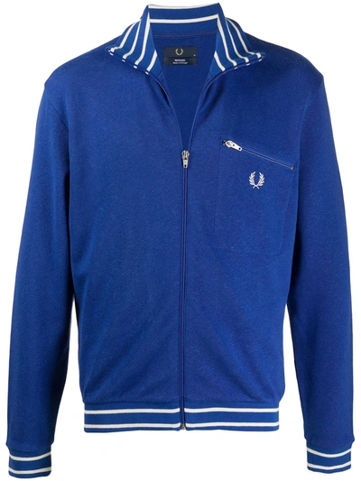 Fred Perry Striped Detail Zip-up Jacket In Blue