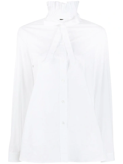 Ermanno Ermanno Pleated Tie-neck Blouse In White