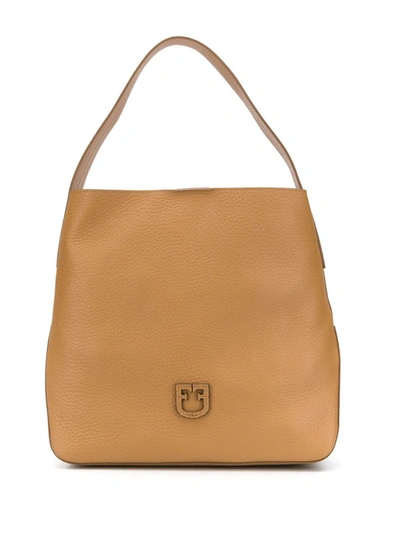 Furla Logo Patch Tote Bag In Neutrals