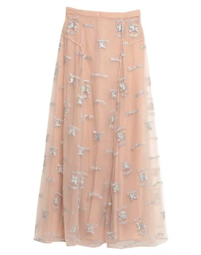 Burberry Maxi Skirts In Pale Pink