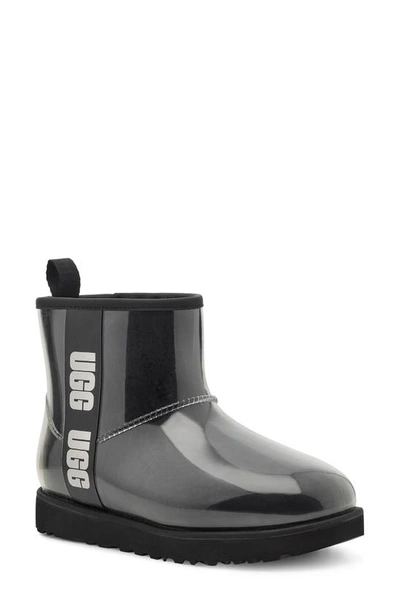 Ugg Classic Clear Mini Pvc And Faux-shearling Boots In Black