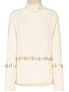 Sacai Oversize Attached Hem & Cuffs Wool Sweater In White