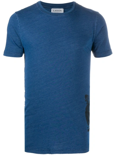 Lanvin Logo Printed Cotton T-shirt In Blue