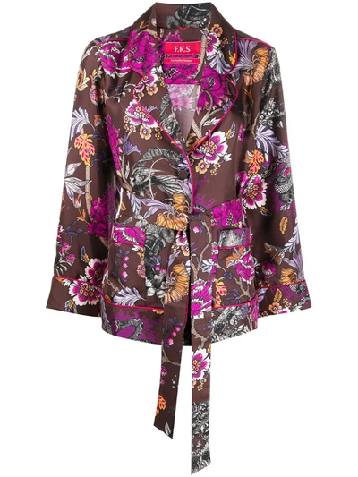 F.r.s For Restless Sleepers Floral Kimono Shirt In Brown