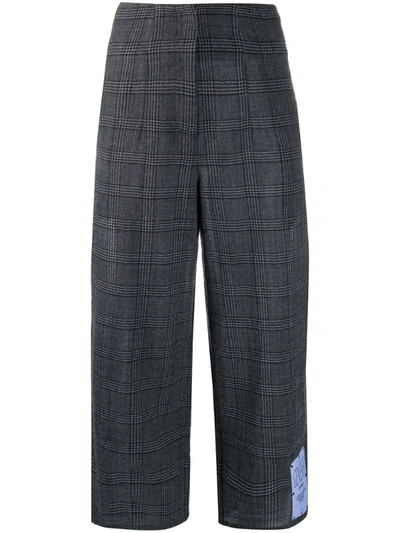 Mcq By Alexander Mcqueen Checked Cropped Trousers In Grey