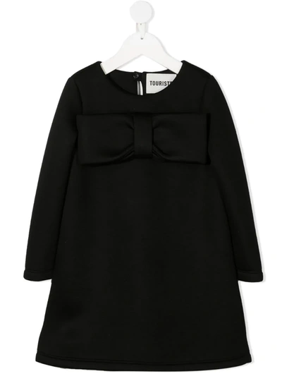 Touriste Kids' Bow-front Dress In Black