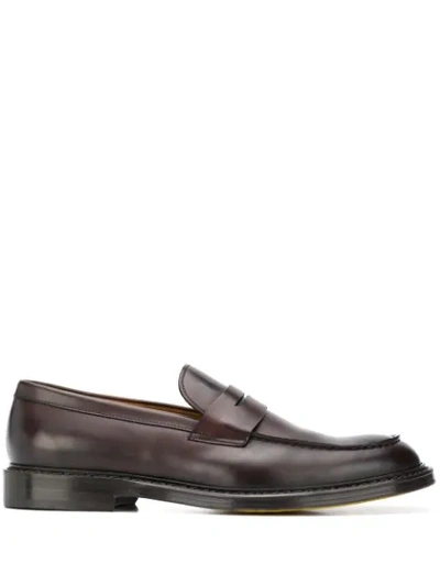 Doucal's Tone-on-tone Gusset Penny Loafers In Brown