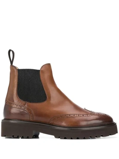 Doucal's Chunky-sole Brogue Boots In Brown