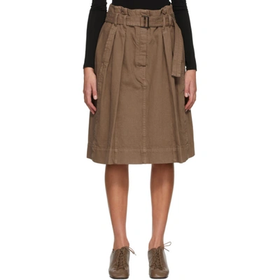 Lemaire Pleat-detailing Knee-length Skirt In 472 Bronze