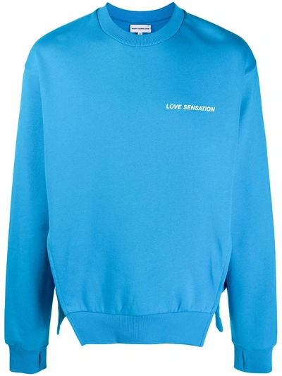 Honey Fucking Dijon Graphic-print Rib-trimmed Sweatshirt In Blue