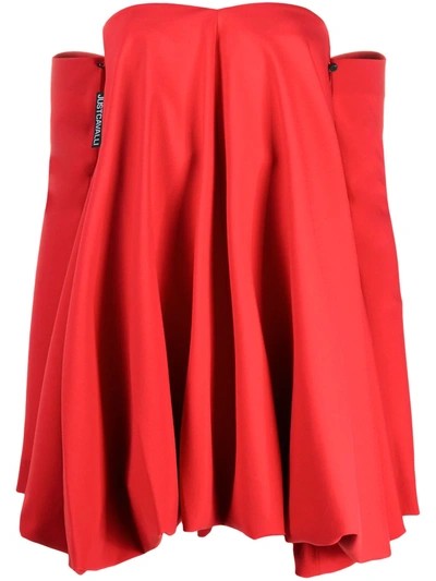 Just Cavalli Sweetheart-neckline Parachute Mini Dress In Red