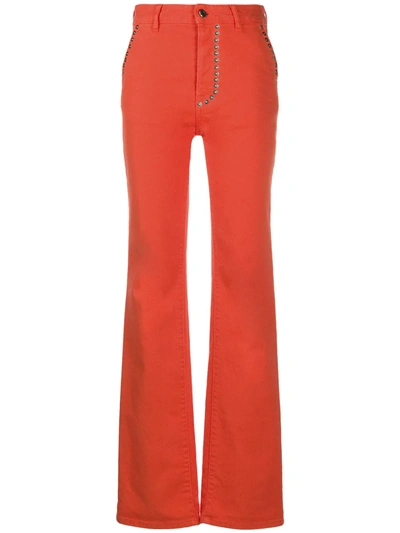 Just Cavalli Studded High-rise Straight Leg Jeans In Orange