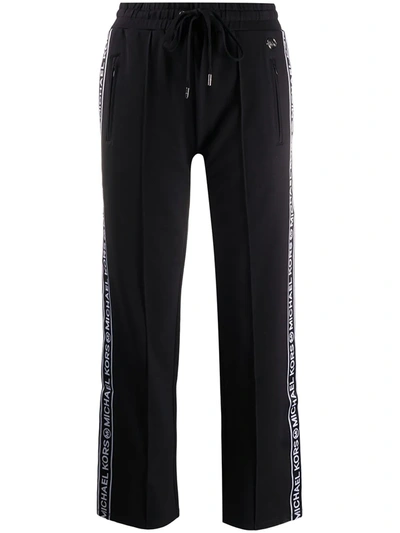 Michael Michael Kors Modal Blend Trousers With Logoed Side Bands In Black