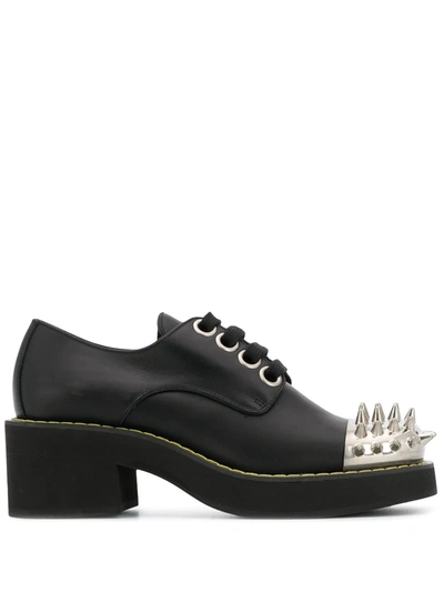 Miu Miu Studded Toe Cap Derby Shoes In Schwarz