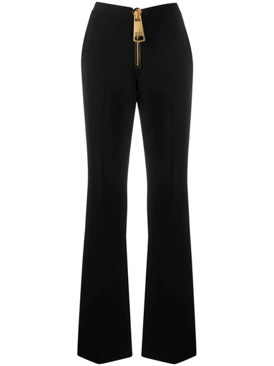 Moschino Zipped Flared Trousers In Black