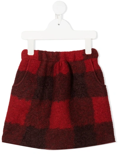 Touriste Kids' Check Pattern Skirt In Red