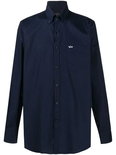 Paul & Shark Logo Embroidered Button-down Shirt In Blue
