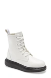 Alexander Mcqueen Sleek Leather Combat Booties In White