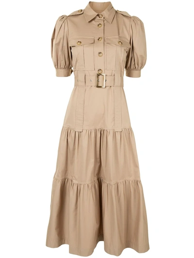 Derek Lam 10 Crosby Safari-style Tiered Midi-dress In Brown
