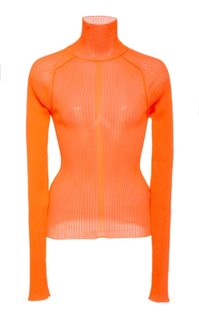 Acne Studios Komina Ribbed Turtleneck Sweater In Orange