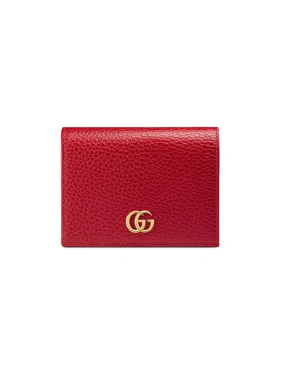Gucci + Net Sustain Marmont Petite Textured-leather Wallet In Red