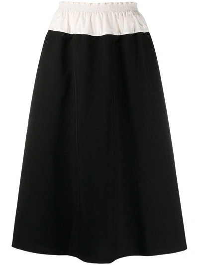 Sara Lanzi Two-tone Flared Skirt In Black