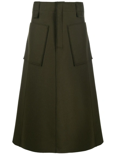 Toogood Conductor A-line Midi Skirt In Green