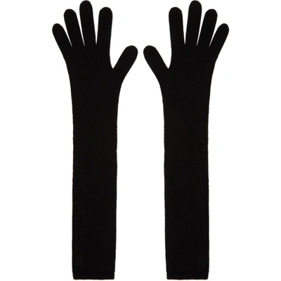 Gucci Pointelle-knit Cotton-blend Gloves In Black