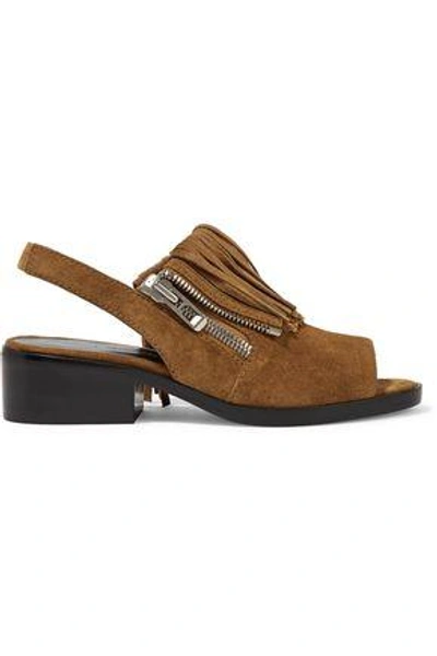 3.1 Phillip Lim Woman Alexa Fringed Suede Slingback Sandals Light Brown