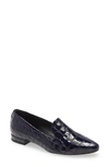 Navy Patent Croc Print