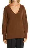 Vince Ribbed V-neck Cashmere Tunic Sweater In Heather Verona