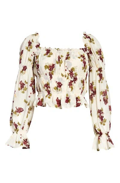 Reformation Amarena Print Crop Top In Grapevine