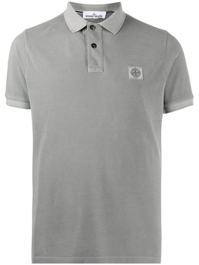 Stone Island Logo Patch Polo Shirt In Grey