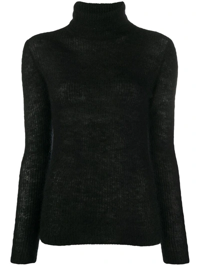 Iro Roll Neck Ribbed Knit Jumper In Black