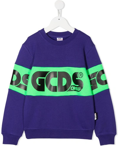 Gcds Kids' Logo Print Sweatshirt In Purple
