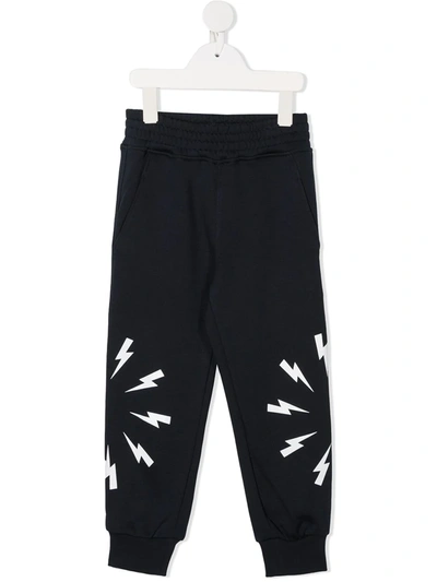 Neil Barrett Kids' Thunderbolt Track Trousers In Blue