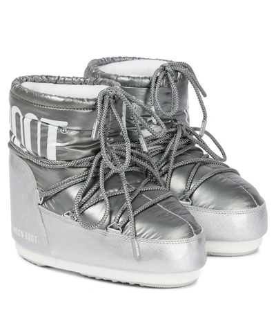 Moon Boot Icon Pillow Silver Padded Nylon Snow Boots