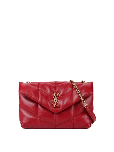 Saint Laurent Loulou Puffer Mini Shoulder Bag In Red