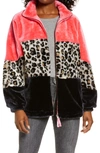 Ugg Elaina Colorblock Faux Fur Coat In Pink Lily Multi