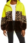 Ugg Elaina Colorblock Faux Fur Coat In California Pear Multi